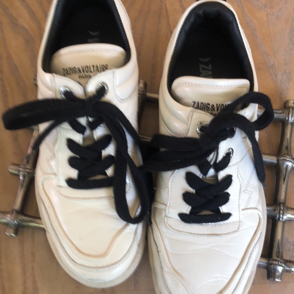 Great, hardly worn , Zadig Voltaire white leather sneakers. - Picture 2 of 4
